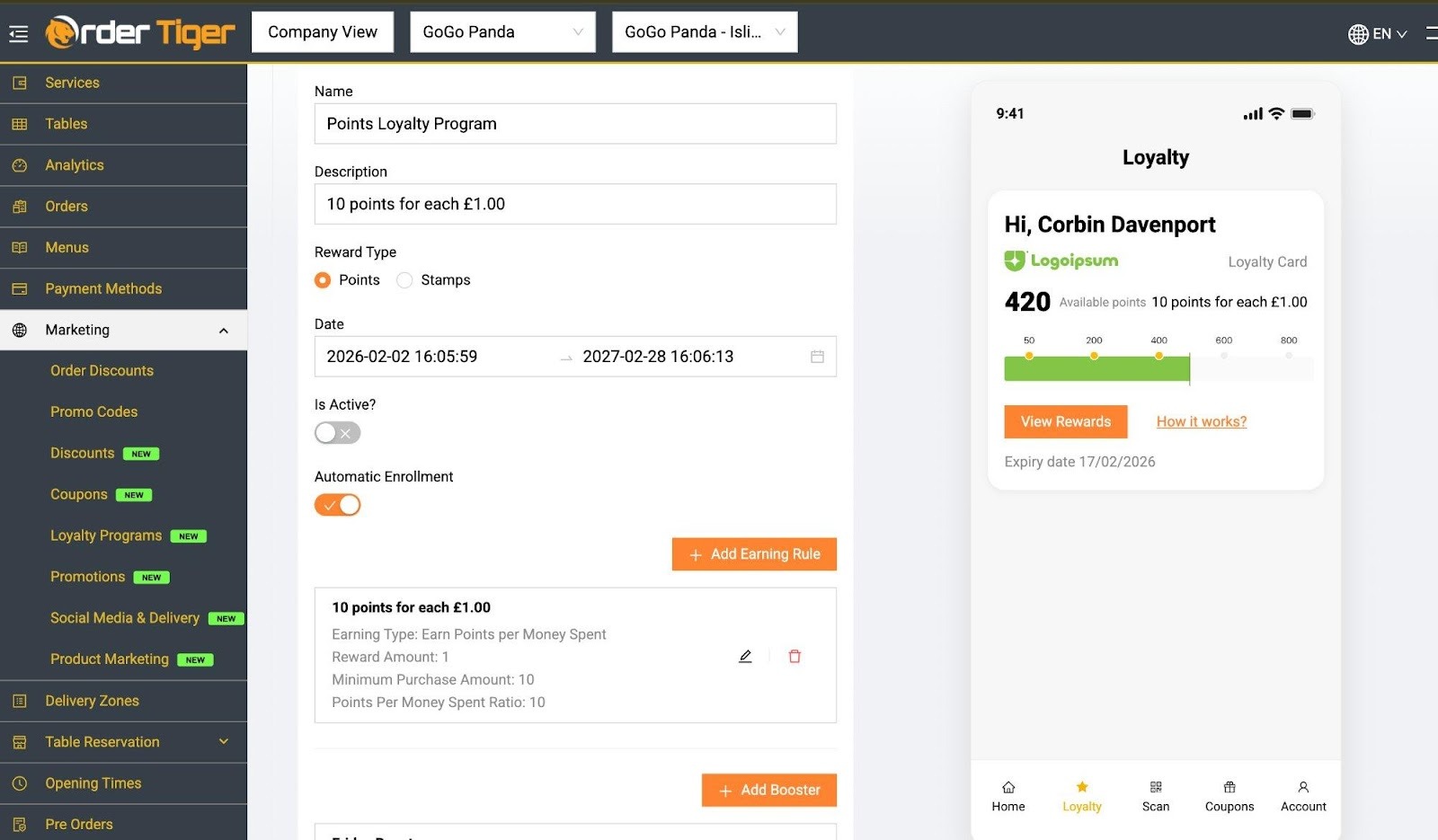 Points Loyalty Admin