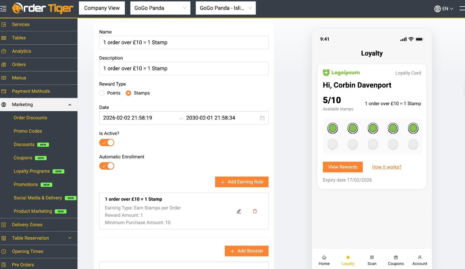 Stamps Loyalty Admin