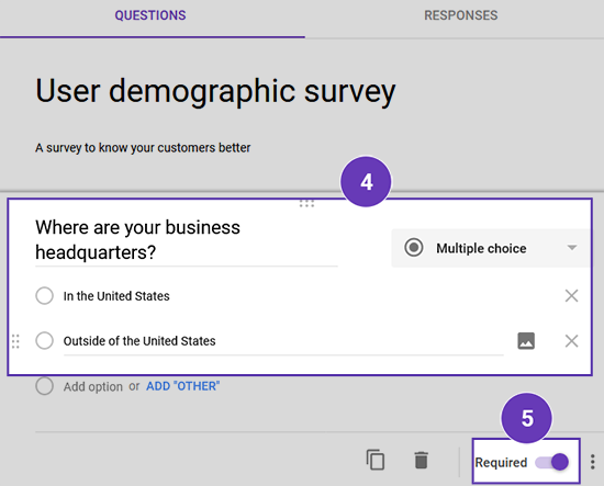 Add multiple questions in Google form