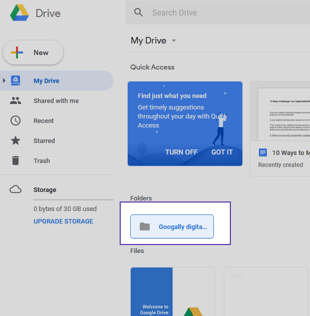 Your folder will now appear in Google Drive