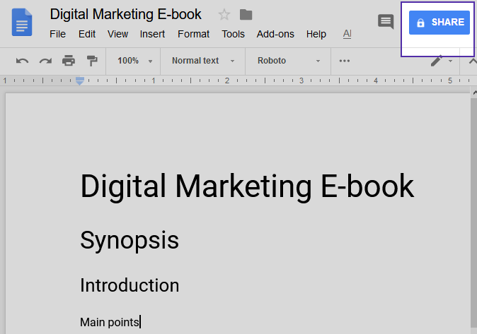 Share your digital marketing Google doc