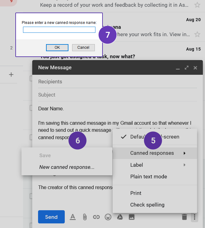 Enter the name of your Gmail Canned response