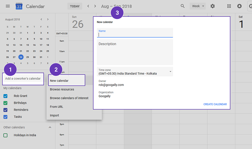 Add a new Google Calendar