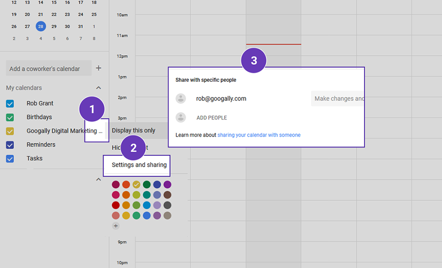 Share your Google Calendar with your marketing team mates