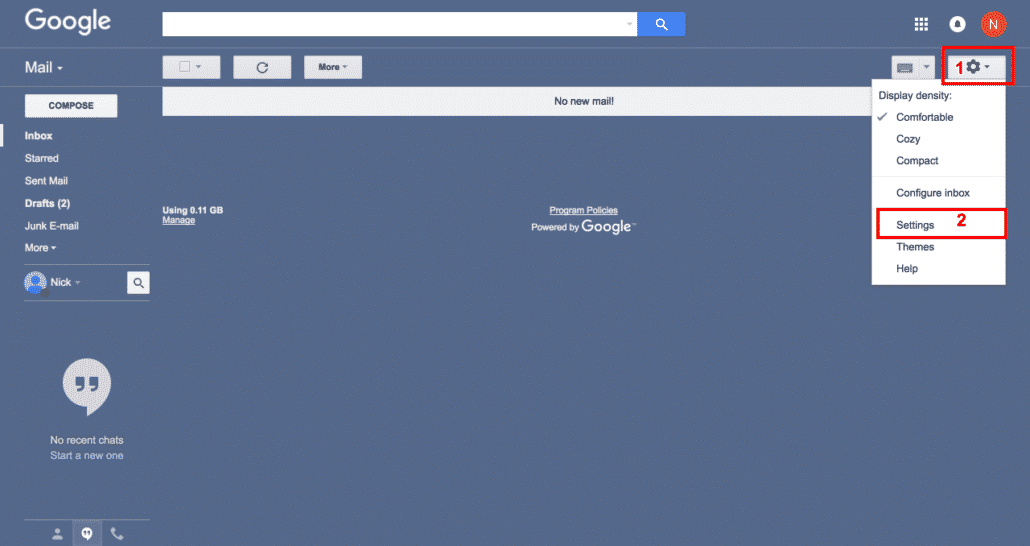 Go to gmail settings