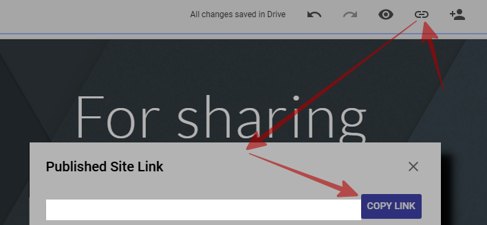 Copy published Google Site link