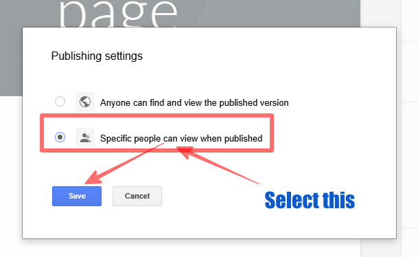 Share your Google site with specific people