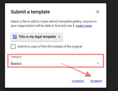 Submit your Google doc template in template gallery