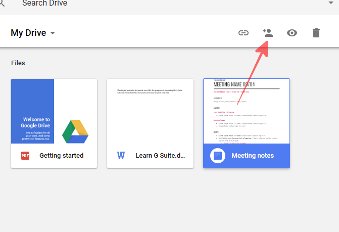 Select the Google doc file that you want to share