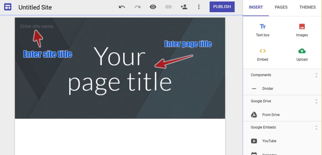Give your Google Site a Title