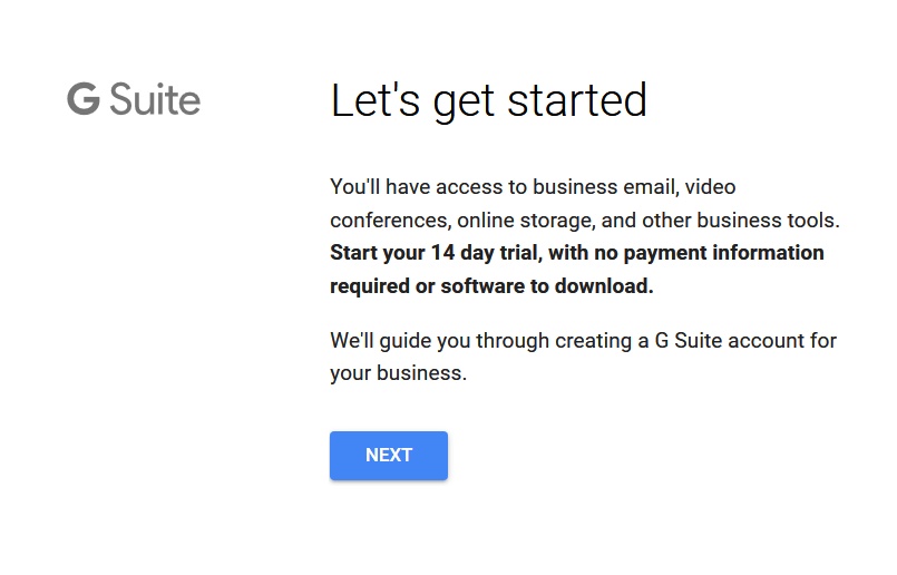 g suite 14 day trial getting strated