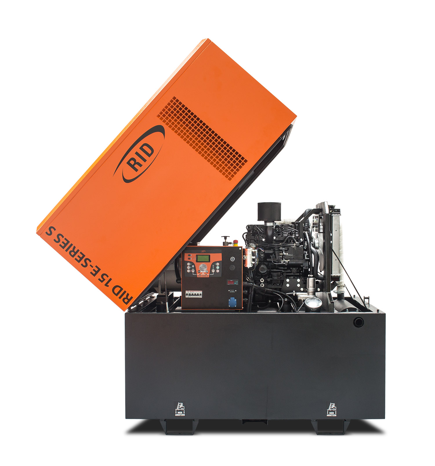 Dieser leistungsstarke Diesel-Stromerzeuger der RID 15 E-SERIES S bietet mit seinem robusten Motor eine Leistung von 15 kVA (12 kW).