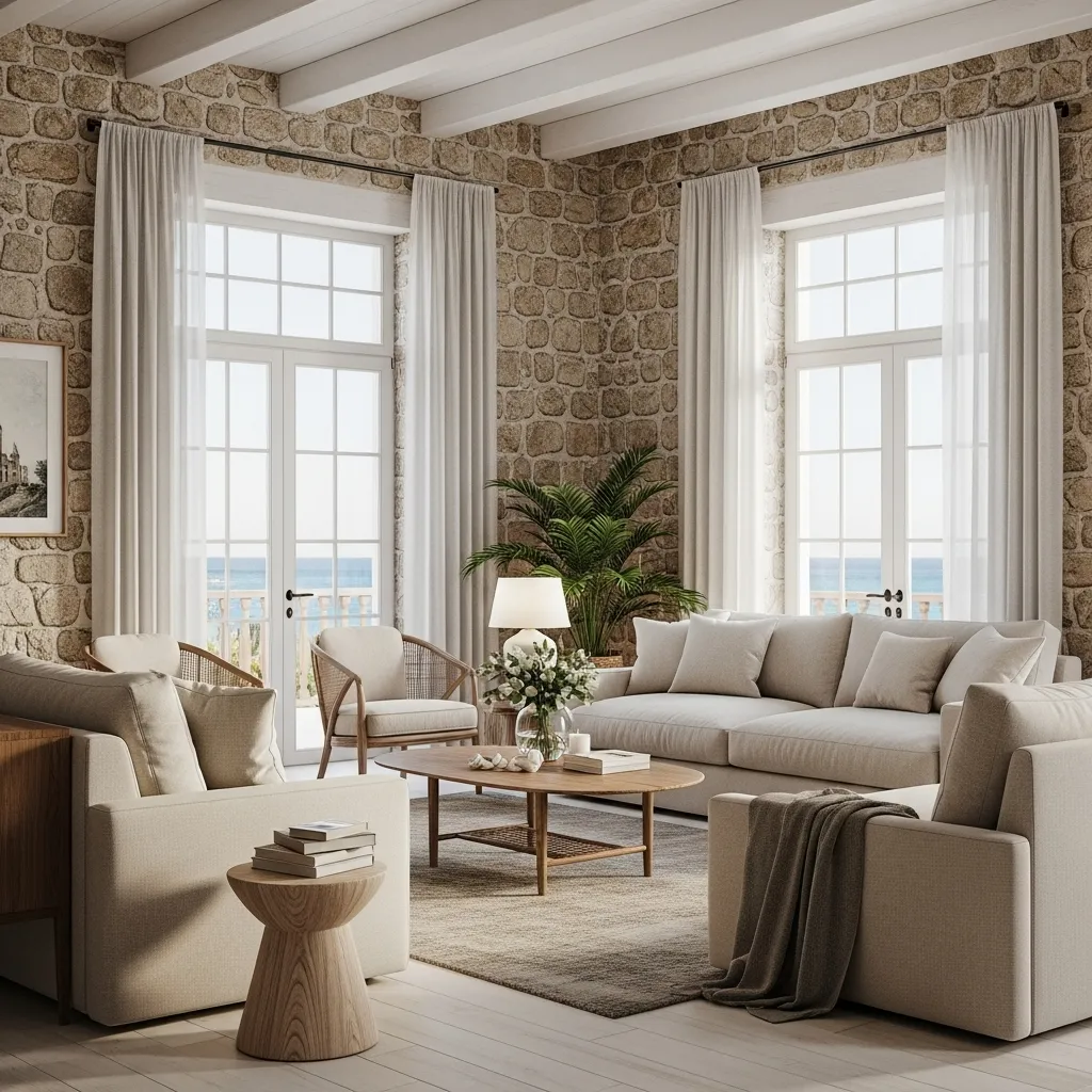 A living room filled with furniture and windows.