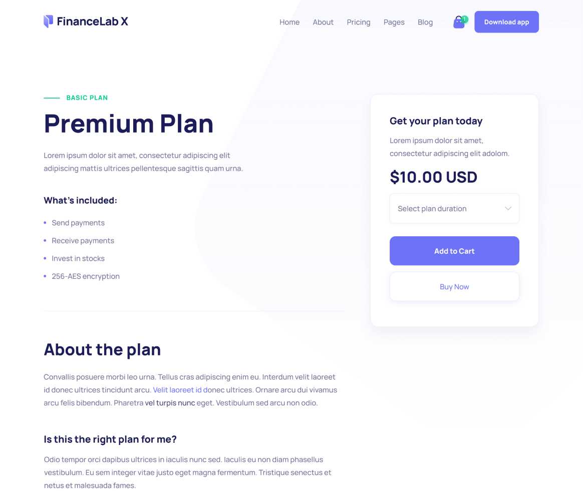 Finance X - Package Single page - Fintech and Finance Webflow Template