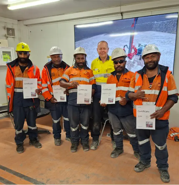 Training certificates for the mining team in Papua New Guinea