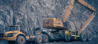 Sleipner lowbed trailer for relocating  mining machines.