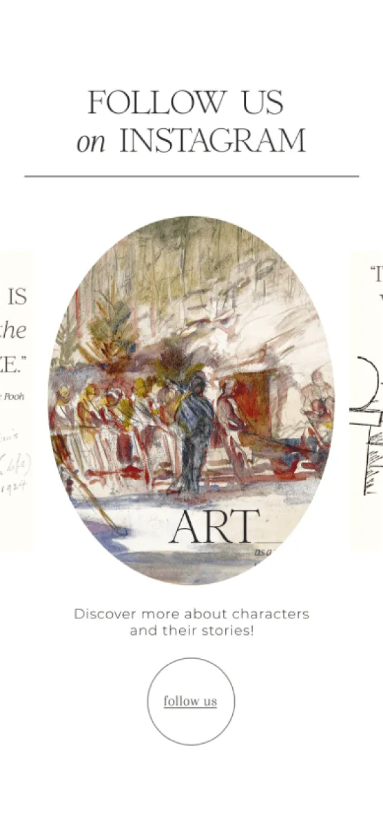 Watercolor-style painting of people gathered outdoors in a forest setting with the word ART below.