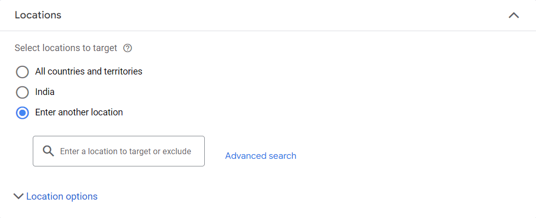 Google Ads Location Settings