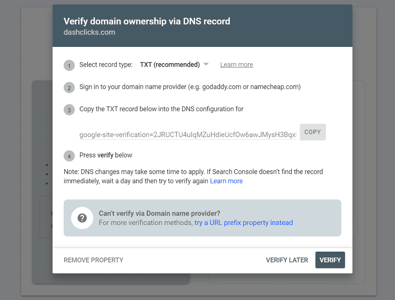 Verify Domain Ownership