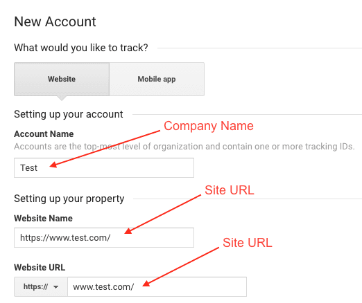 Setting up Google Analytics Account