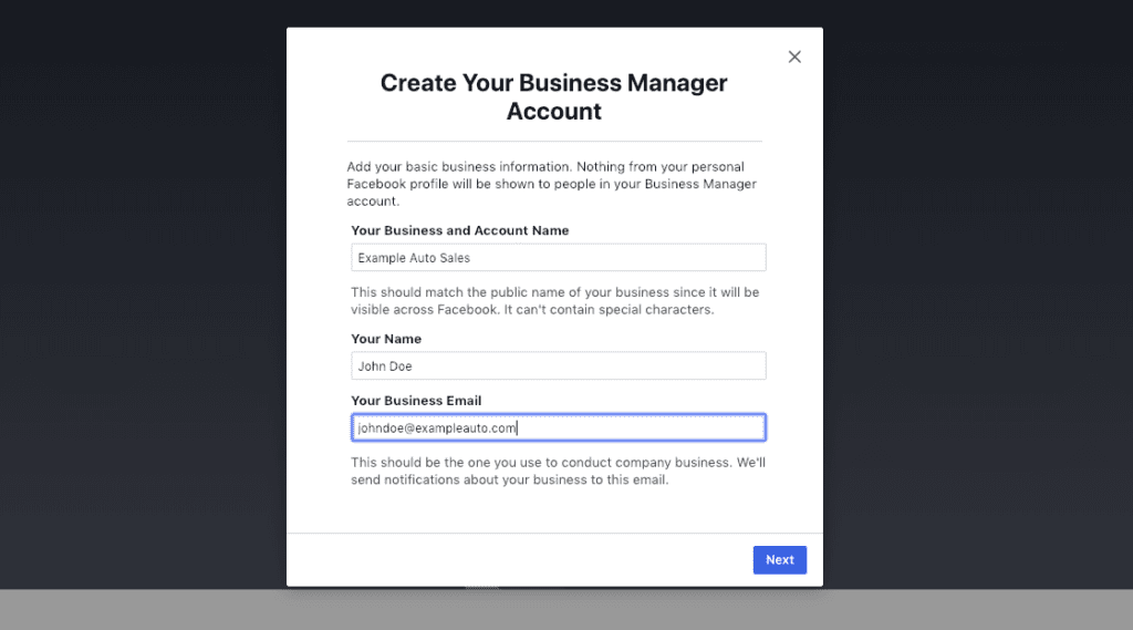 Create Your Business Manager Account