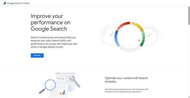Google Search Console homepage