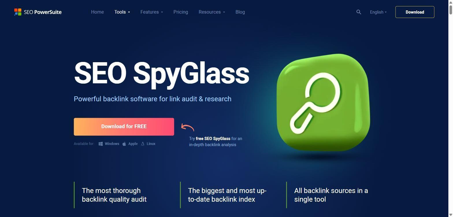 SEO SpyGlass homepage