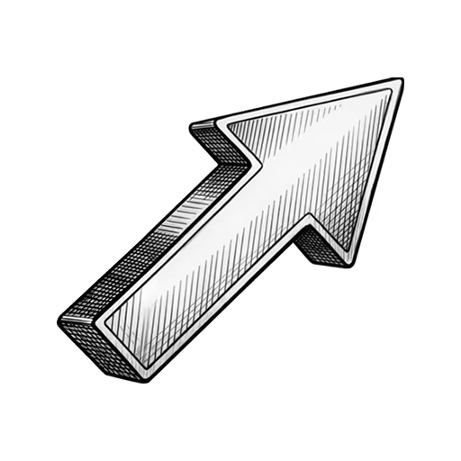 Black and white hand-drawn arrow pointing diagonally upward to the right.