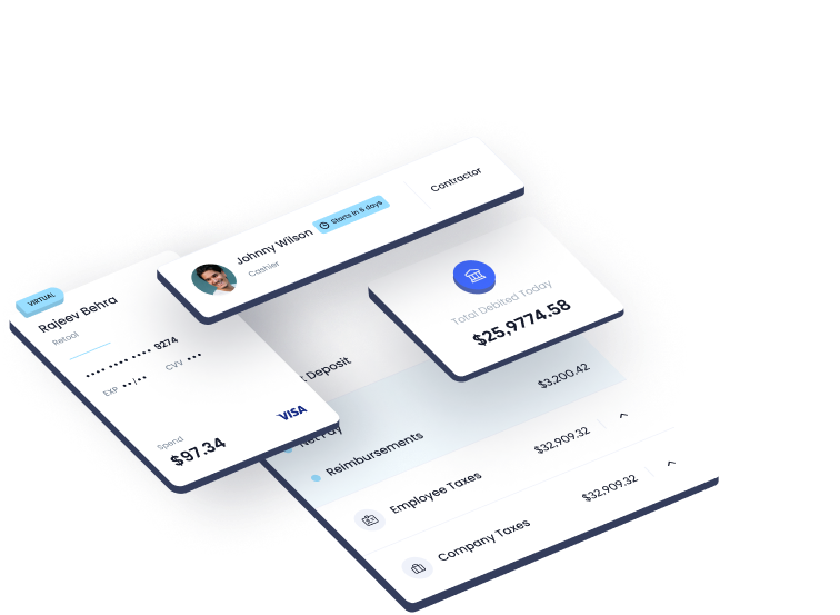 interfaces of virtual visa status and recent deposits