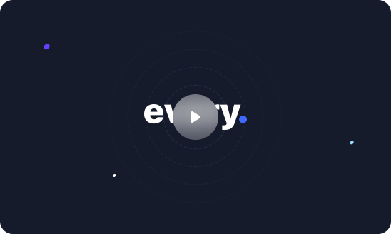 play-button atop the centered logo of Every.io