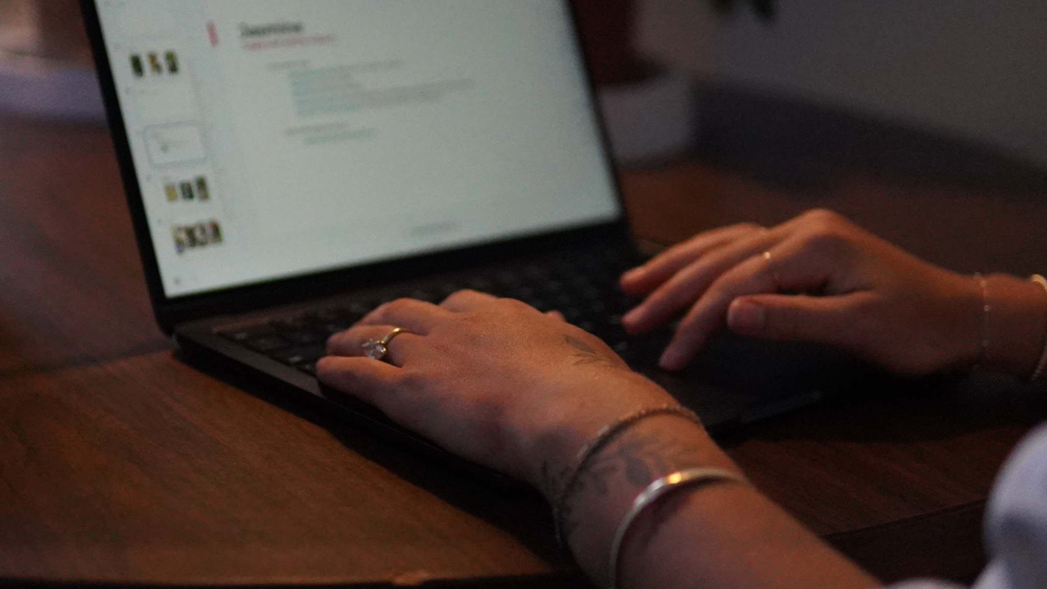 typing on the computer