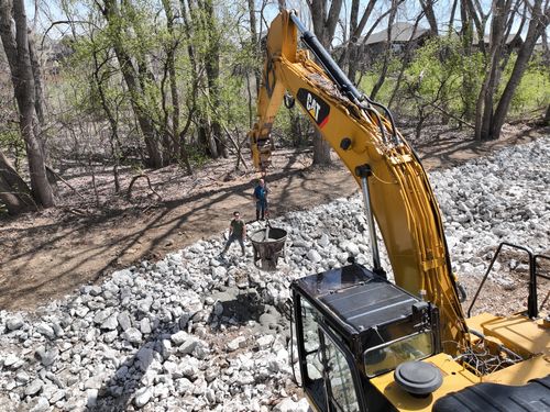 An Armodus team member working on site development