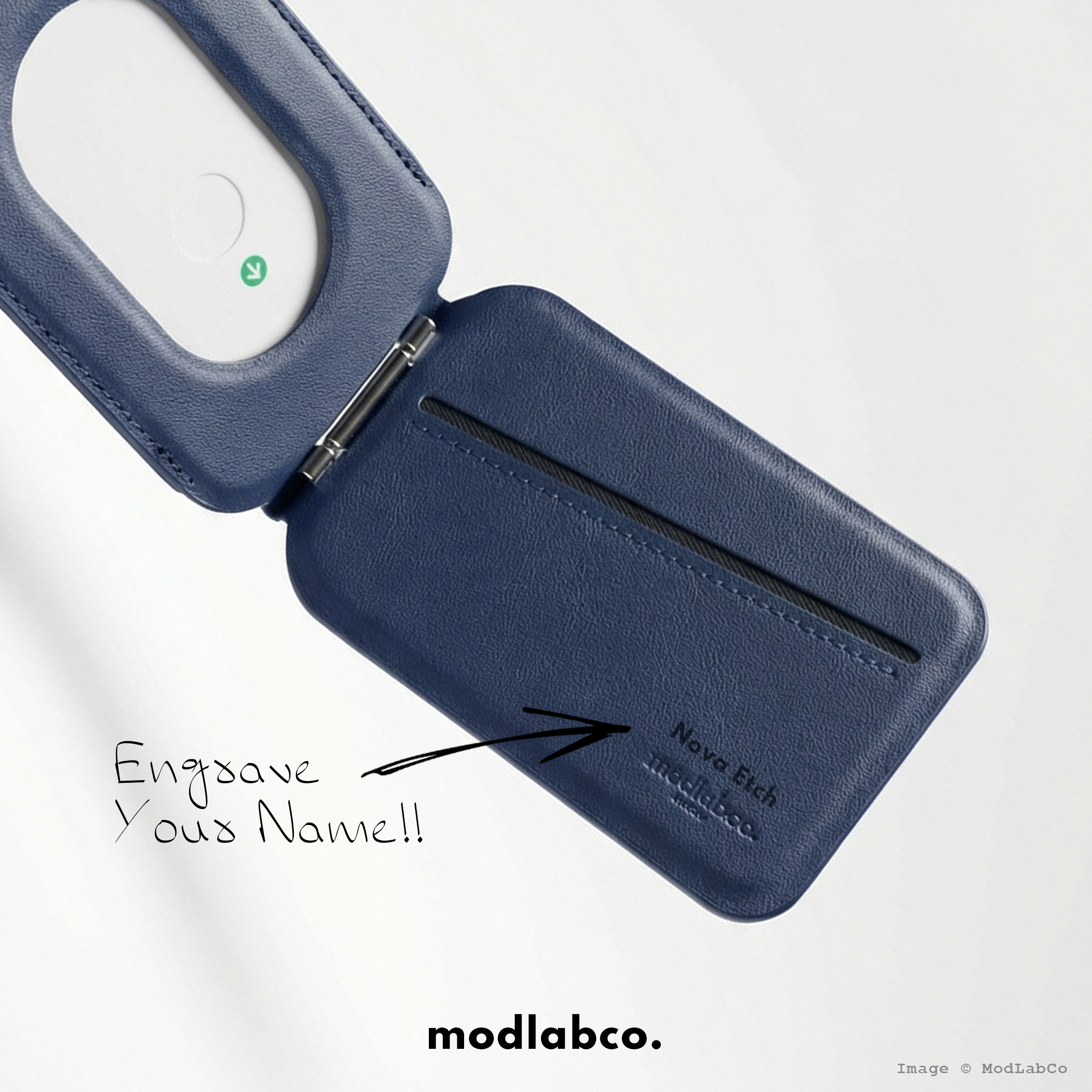 modlab MagSafe Wallet Black — laser engraving
