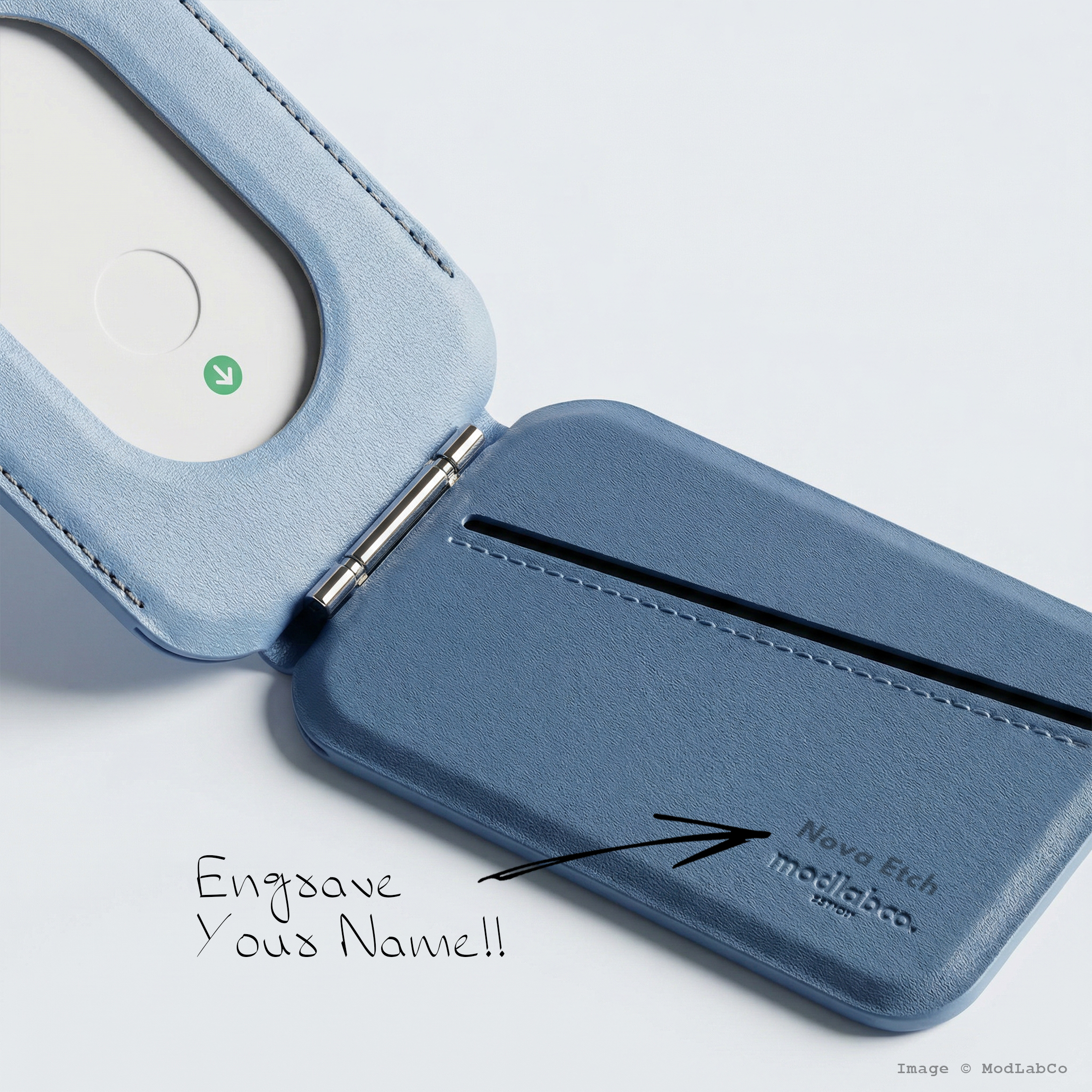 modlab MagSafe Wallet Brown — laser engraving