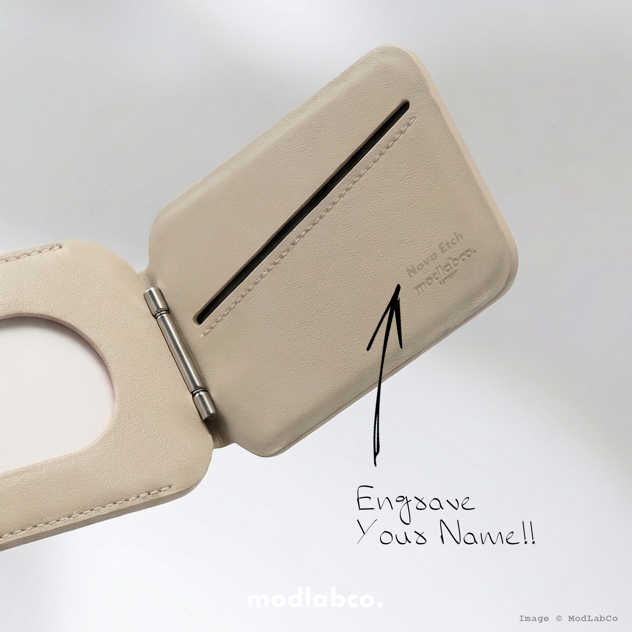 modlab MagSafe Wallet Pink — laser engraving