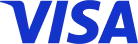 Visa Inc. logo in blue with stylized italic letters.