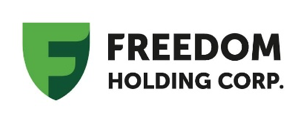 Freedom Holding Corp. logo with stylized green shield and letter F.