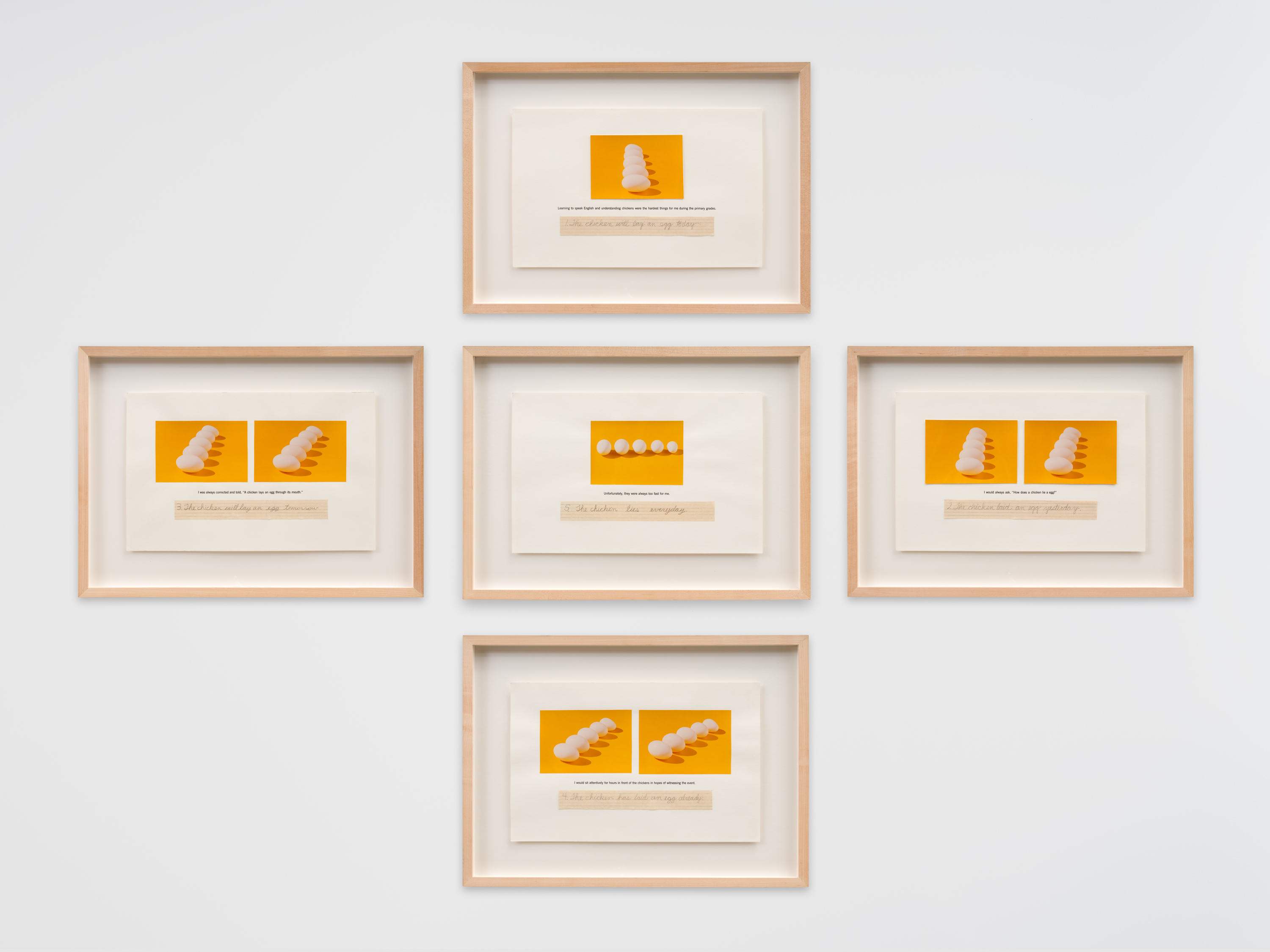 "Which Came First?" Enlightenment No.4, 1982, color photographs, letterpress on rag paper, and graphite on Gekkeikan homespun paper; Edition of 10, 19 3/4 x 26 1/4 in. (framed) each 50.17 x 66.67 cm (framed) each