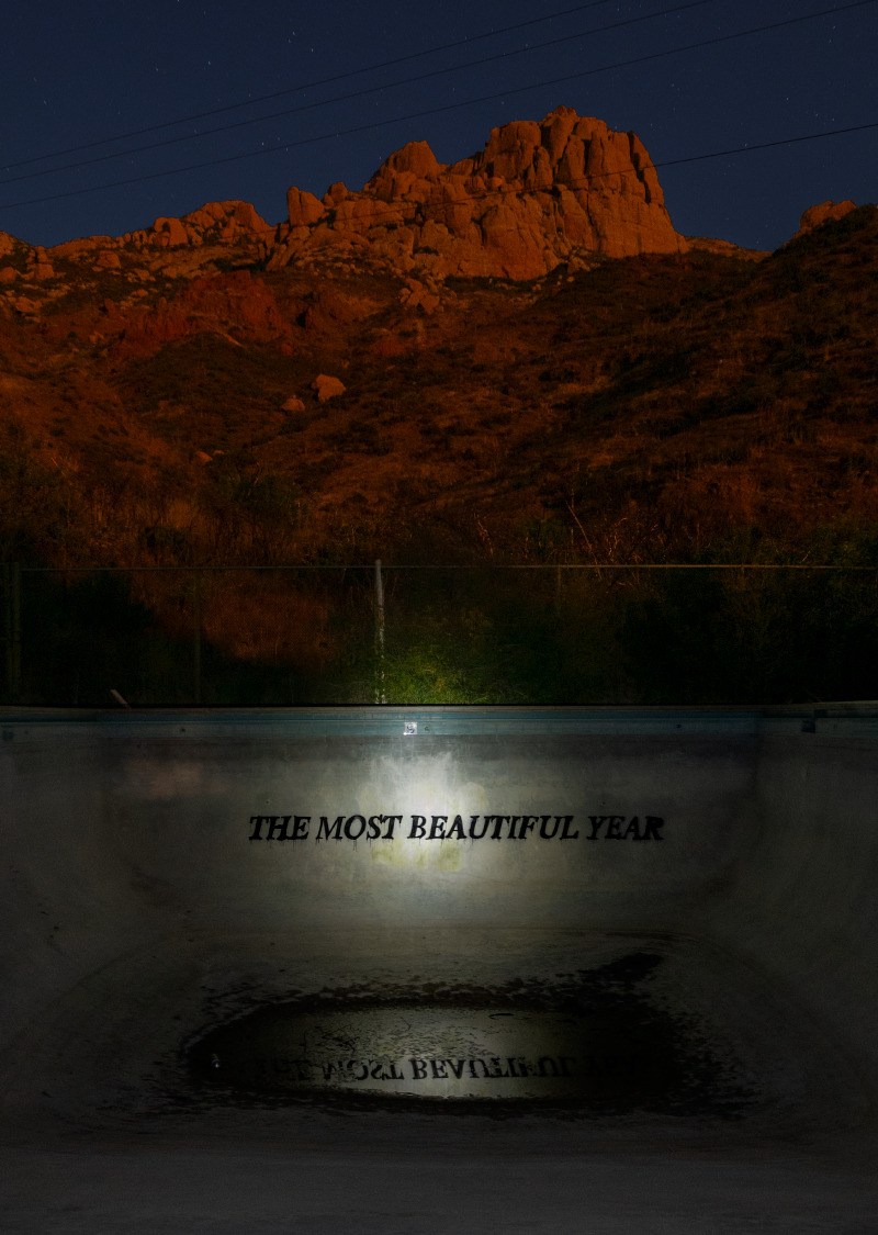 The Most Beautiful Year, 2021, Spray paint on swimming pool