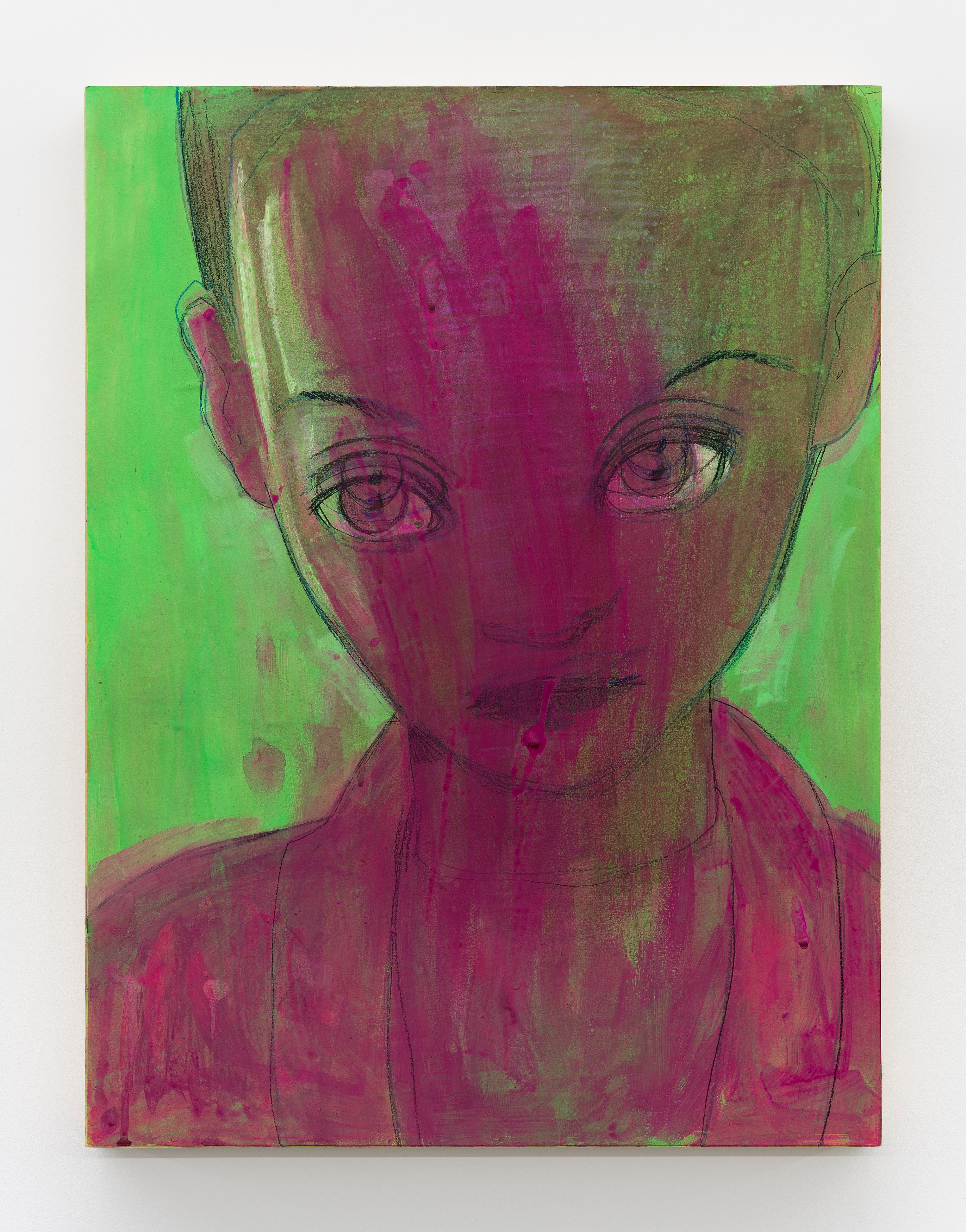 Flush, 2022, Colored pencil and gouache on paper mounted to boar, 24 x 18 x 1.5 in.