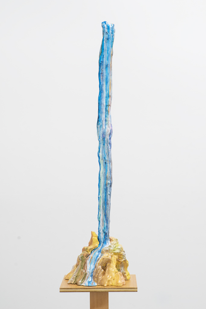 Rusticating 3, 2014, Flashe and acrylic on steel reinforced hydrocal and aqua resin, on wood stand, 80 3/4 x 14 3/4 x 13 in.