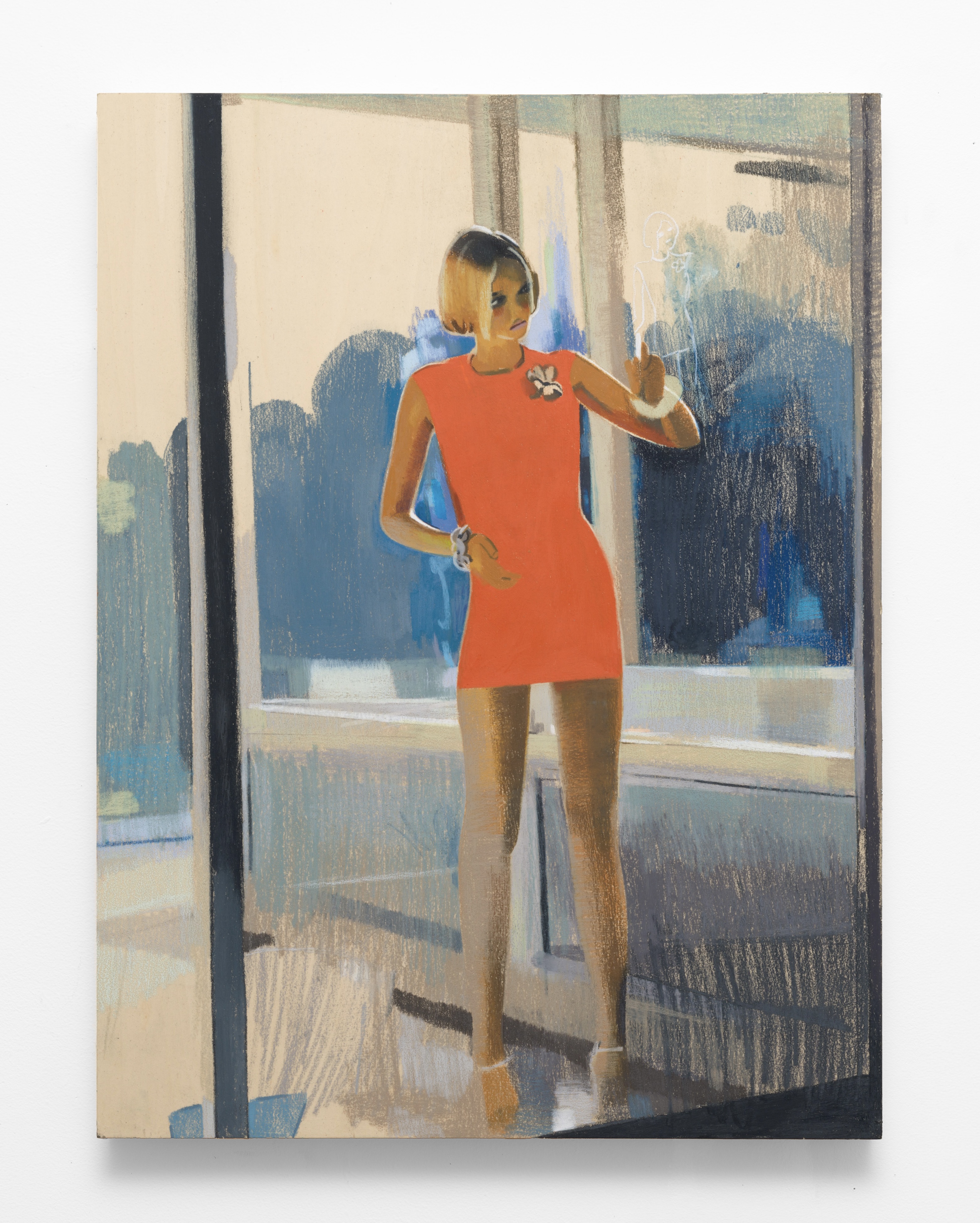 Girl Drawing III, 2026, Colored pencil on wood panel, 24 x 18 in., 60.96 x 45.72 cm, HTA0035