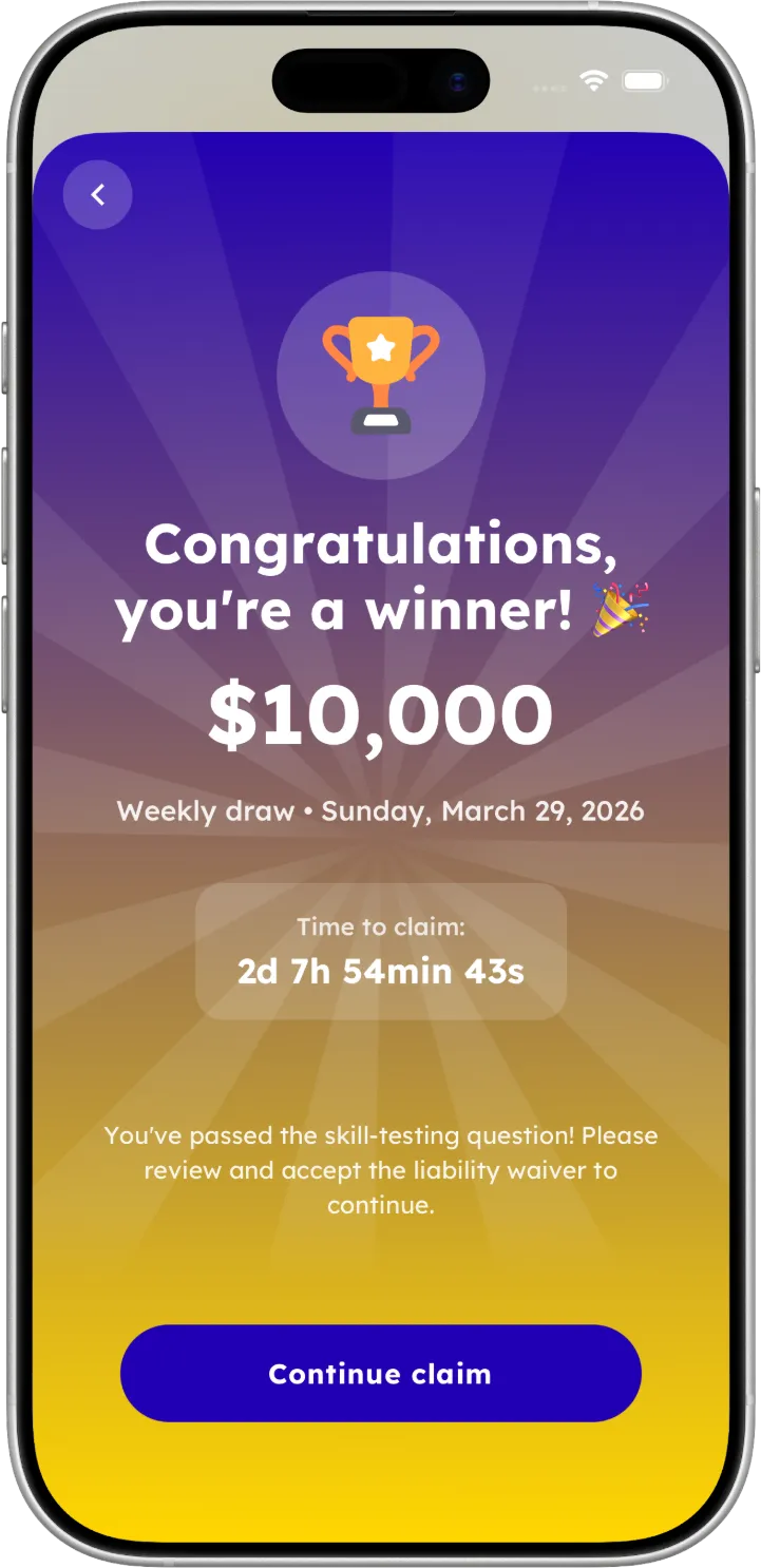 Lodavo app winner screen
