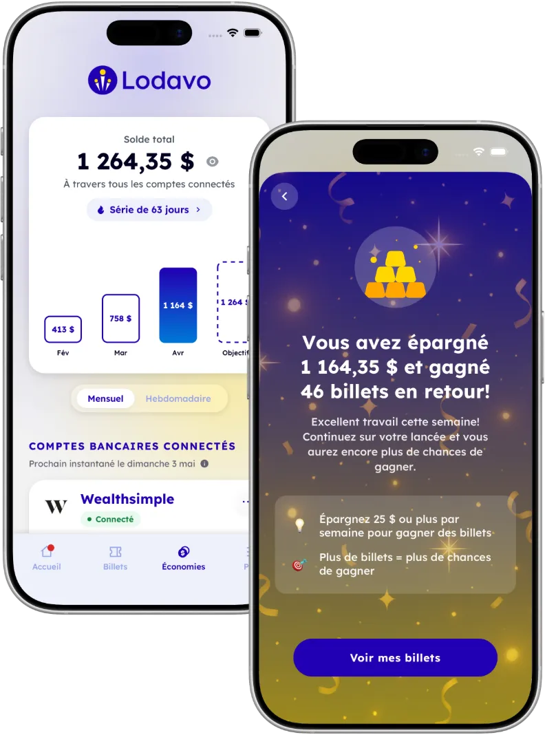 Écrans d'économies de l'application Lodavo
