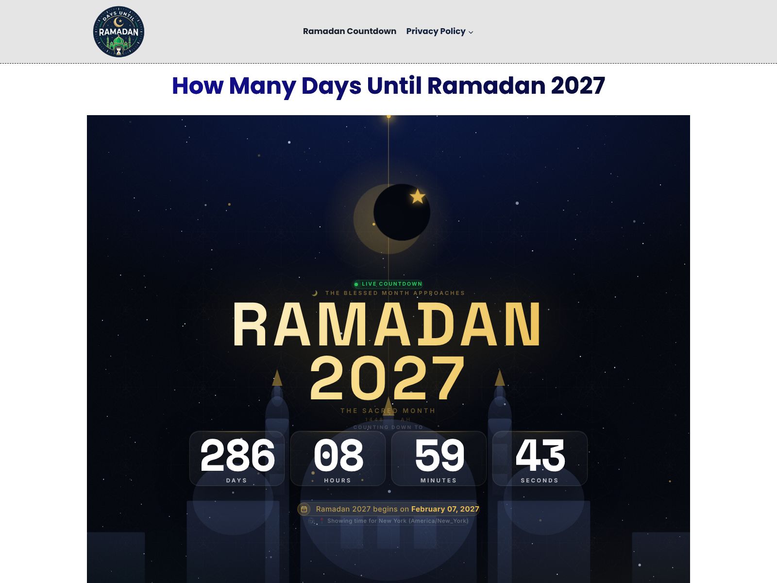 How Many Days Until Ramadan