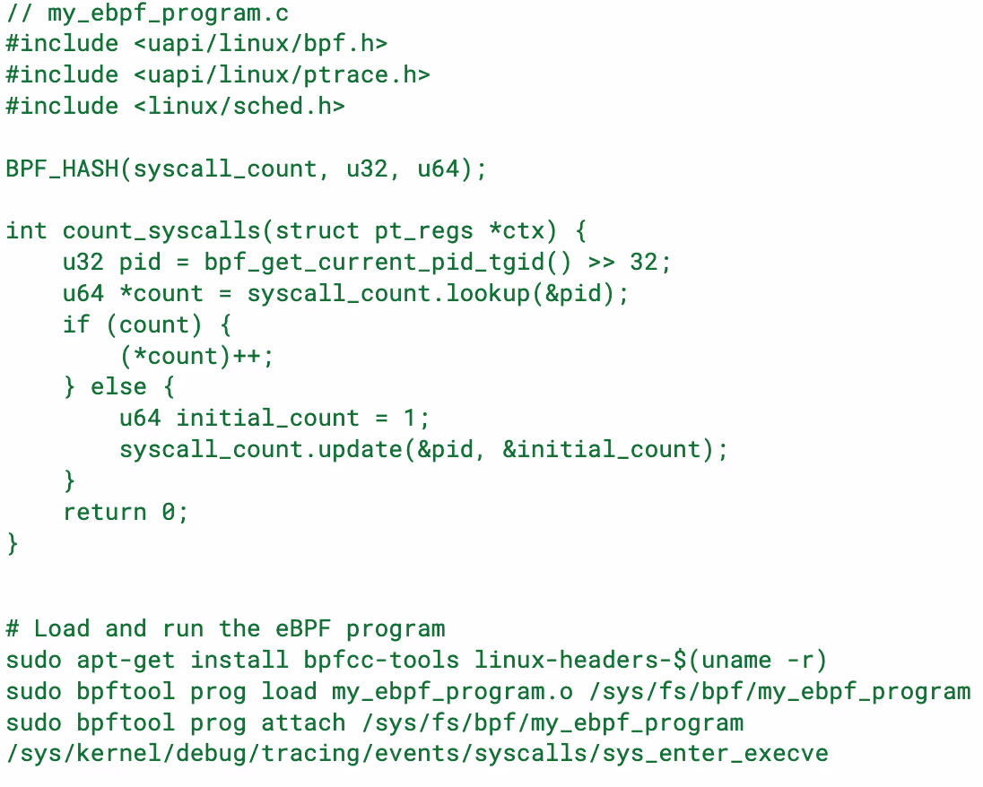 why ebpf sensors are better than Kernel modules - example of code