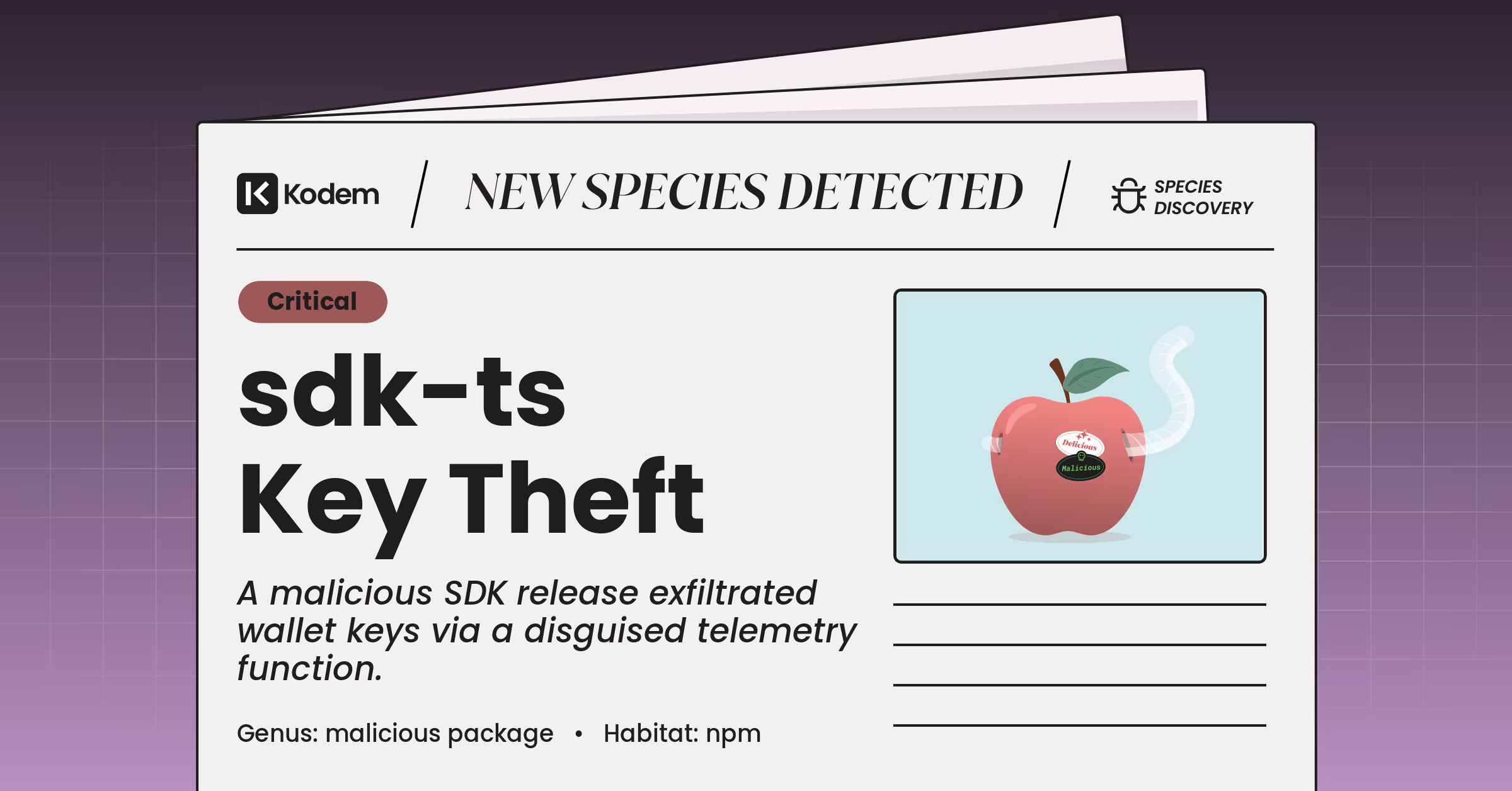 Injective sdk-ts npm Attack: sdk-ts 1.20.21 Wallet Key Theft
