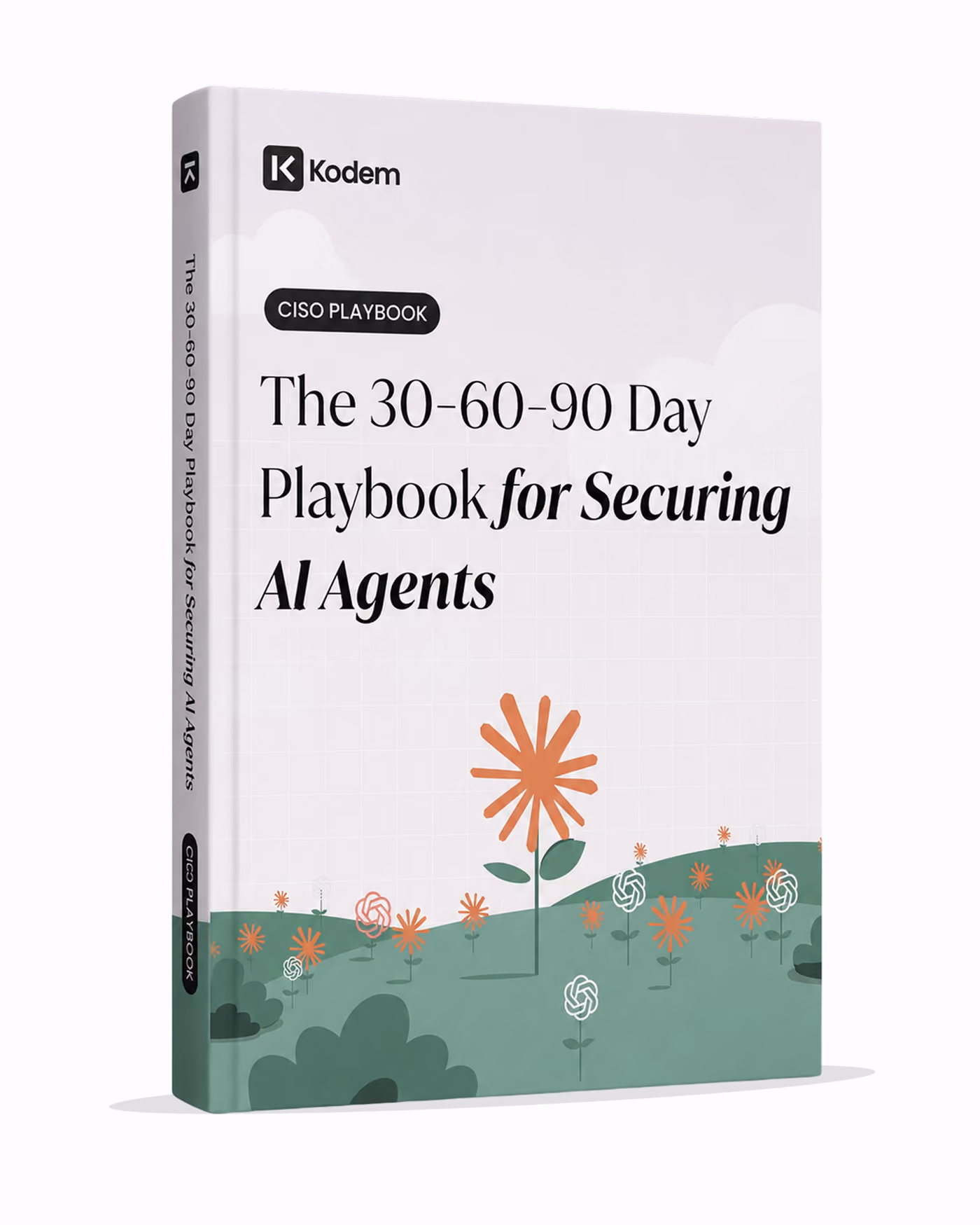 The 30-60-90 Day Playbook for Securing AI Agents shown as a printed report