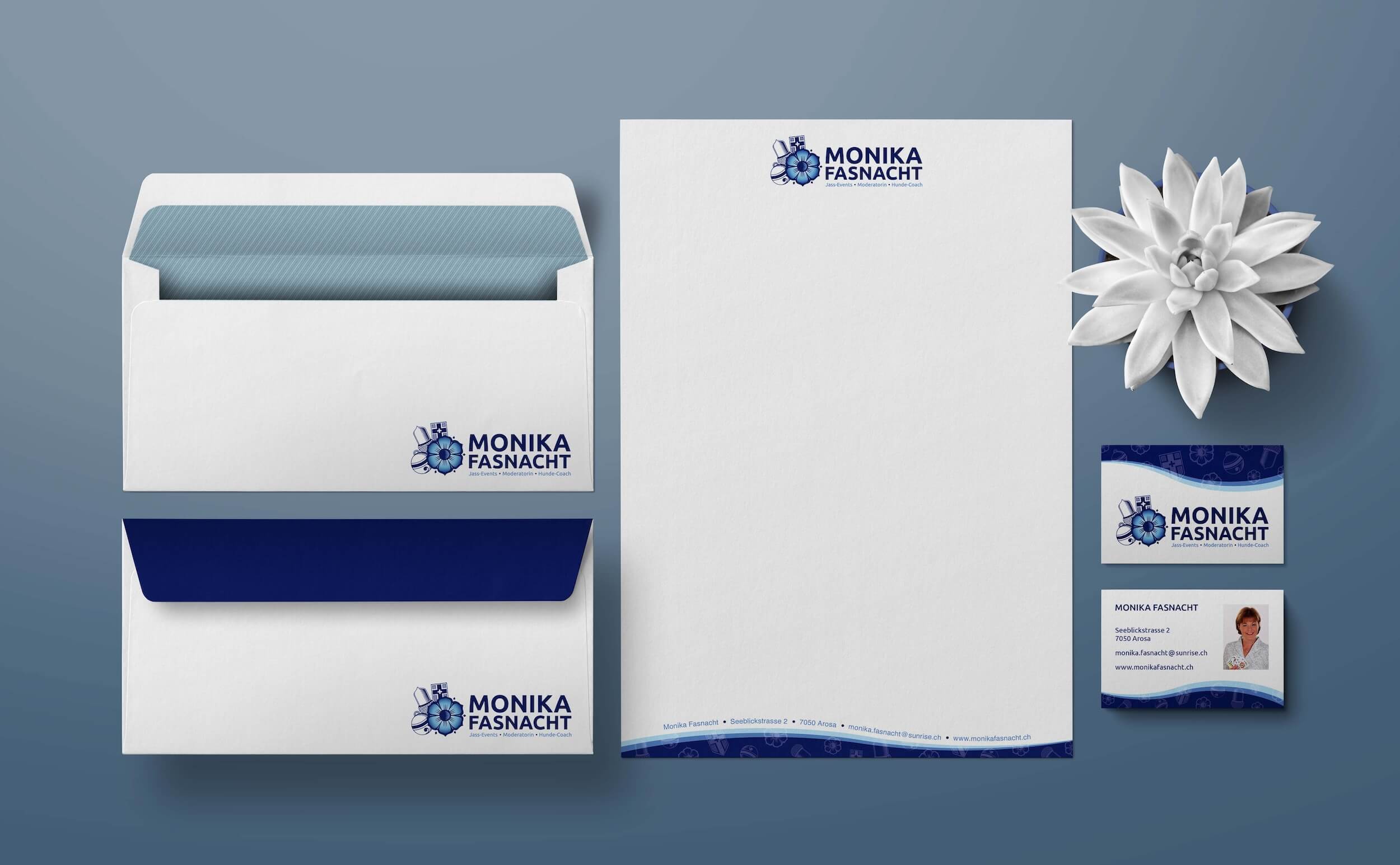 Logo-Design Monika Fasnacht – Illustrationen und Grafik von SCHLEGEL DESIGN: Larissa Schlegel liebt es, deine Botschaft mit Illustrationen, Visualisierungen und frischem Grafikdesign auf das nächste Level zu bringen.n