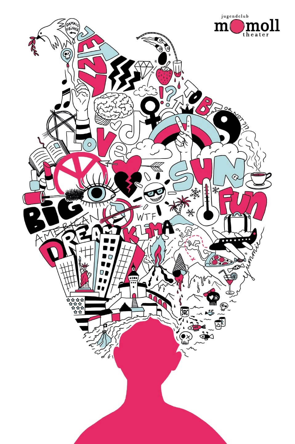 Grafikdesign und Illustrationen für die Theaterproduktion 2025 vom jugendclub momoll theater Schaffhausen von SCHLEGEL DESIGN: Larissa Schlegel liebt es, deine Botschaft mit Illustrationen, Visualisierungen und frischem Grafik- und Webdesign auf das nächste Level zu bringen.